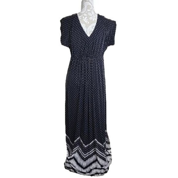 Soma Maxi Dress Black and Light Gray Cap Sleeve Party Casual Women's Medium - Picture 3 of 5